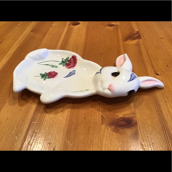 VINTAGE LENOX POPPIES ON BLUE BARNYARD COLLECTION BUNNY SPOON REST 1999 - Picture 4 of 8